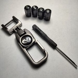 Set Of Tire Valve Stem Covers & Key Chain With Small Screwdriver For Mazda - NWT